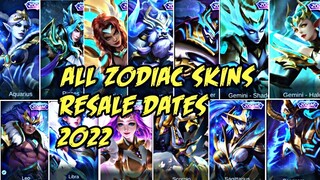 Zodiac Skins Resale Dates 2022 || Zodiac Skins Resale Release Dates 2022 Mobile Legends Bang Bang