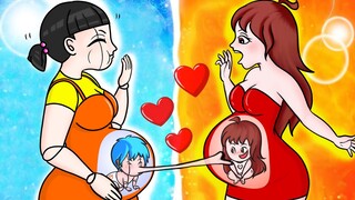 Squid Game Parody Hot and Cold Pregnant  - Friday Night Funkin' Animation | Gacha Animations