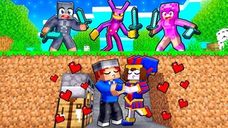 HUNTERS vs COUPLE SPEEDRUNNERS In Minecraft With Pomni!