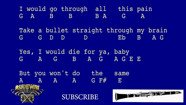 Bruno Mars - Grenade * Clarinet notes * By Rudeway