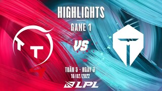 TT vs TES | Highlights - Game 1 | Tuần 5 Ngày 3 | LPL Mùa Xuân 2022