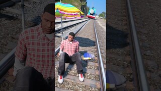 GTA V: SPIDER-MAN SAVING FRANKLIN FROM THOMAS THE TANK ENGINE #shorts #trains