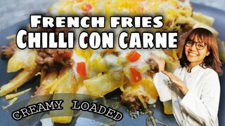 LOADED CREAMY CHEESE SAUCE | FRENCH FRIES CHILLI CON CARNE