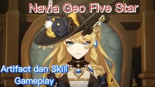 Genshin Impact INDO -  Pembahasan Navia Geo Five Star mengenai Artifact dan Skill + Gameplay