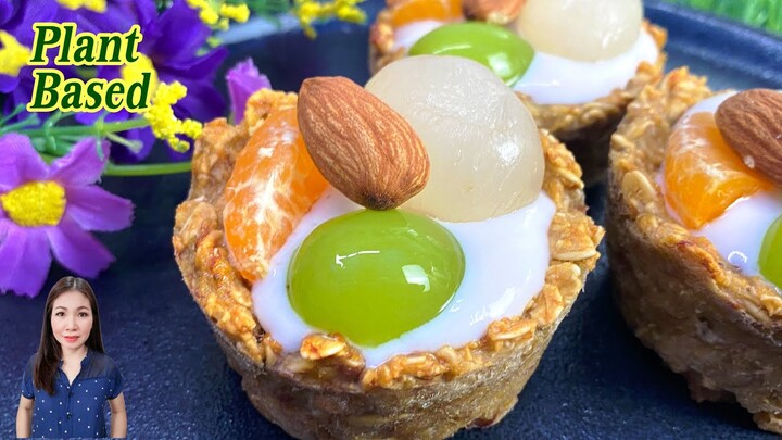 ทาร์ตข้าวโอ๊ต โยเกิร์ต Oat Yogurt Tart | Vegan #PlantBased