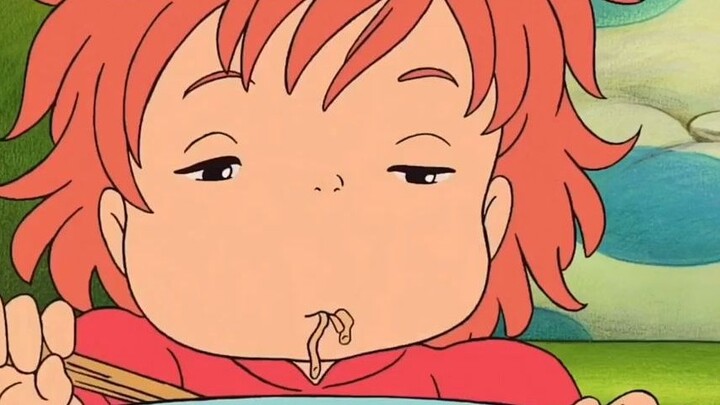 [Goldfish on the Cliff] Yazi who eats noodles with Ponyo is too cute.