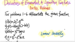 Lamar U: Derivatives of Exponential & Log Functions Practice Problems.