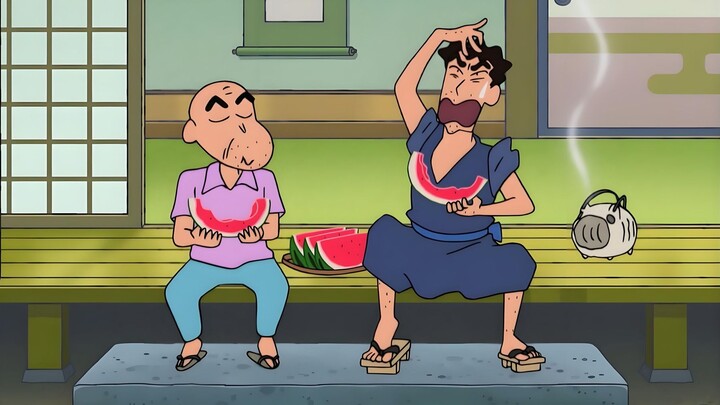 Crayon Shin-chan: Hiroshi failed to get his hair whitened because of his naturally curly hair, and o