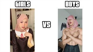 Girls cosplay Anya vs Boys cosplay Anya