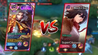 LANCELOT VS PRO FANNY SKIN MIKASA | HARD MATCH | MLBB