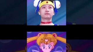 SAILOR MOON TRANSFORMATION CARTOON VS MAN (FUNNY SHORTS) | SAILOR MOON MAN VERSION 美少女戦士セーラームーン コスプレ