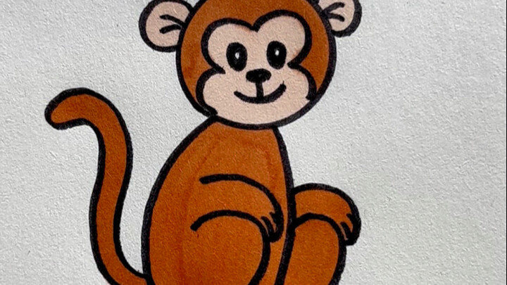 Draw a cute little monkey with coins