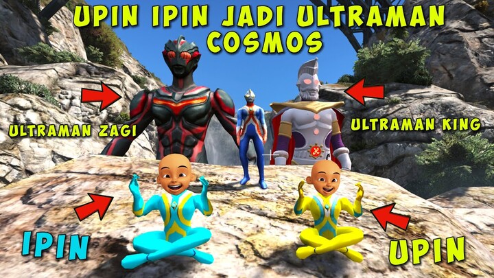 UPIN IPIN BERUBAH MENJADI ULTRAMAN COSMOS , ULTRAMAN KING DAN ZAGI MENGAMUK - GTA 5 MOD BOBOIBOY
