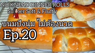 สูตรขนมปังนุ่มไม่ต้องนวด Ep.20 No knead dinner rolls.สูตรดัดแปลงใหม่ให้เหมาะกับแป้งไทย/ครูจอย ปฏิญญา