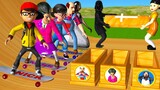Scary Teacher 3D vs Squid Game SkateBoard Ramp Challenge Miss T vs Scary Neighbor vs Granny Loser