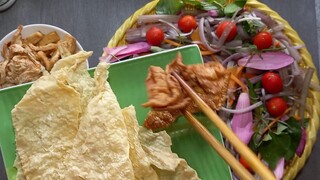 gỏi bông sún chay,món ăn quê tôi,