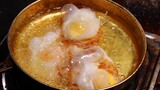 Food making- Put the eggs in hot oil