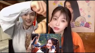 Xu Kai and Yu Shuxin（EstherYu） recreate the face-pinching action.