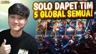 SOLO RANK MALAH KETEMU 5 GLOBAL HERO 1 TIM ! HOKI SEUMUR HIDUP AUTO BANTAI - Mobile Legends