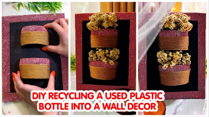 ✨ DIY Recycling used cardboard and plastic bottle into a wall decor vase 😍#dıy #craft #creative #c