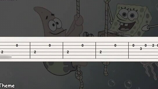 Lagu penutup SpongeBob SquarePants skor gitar super sederhana