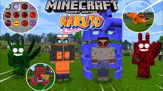 แจก+รีวิวแอดออนนารูโตะโครตเจ๋ง!!มีของเยอะมากมีเนตรวงแหวนด้วย!!Minecraft pe 1.16.201 Naruto