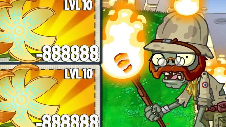 PvZ 2 Penyempurnaan Tak Terbatas – Level Tertinggi Setiap Tanaman Melawan 200 Zombi Obor – Tanaman M