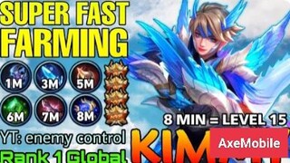 Super Fast Farming Kimmy 8 Minutes Max Level & Full Build- Top 1 Global Kimmy by YT: enemy control