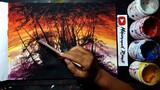 Melukis sunset | Acrylic painting