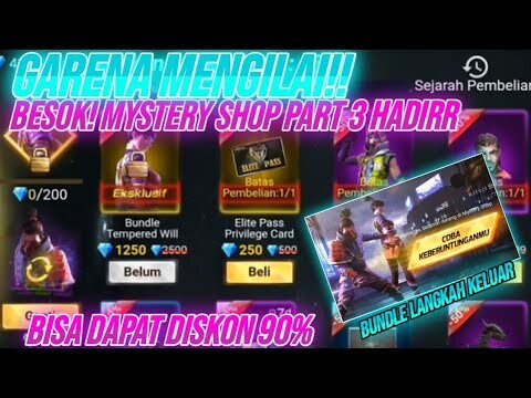 FREE FIRE! EVENT BESOK MYSTERY SHOP PART 3, DISKON 90%, KARTU, KARTU ELITE PASS, BUNDLE IRON BLADE