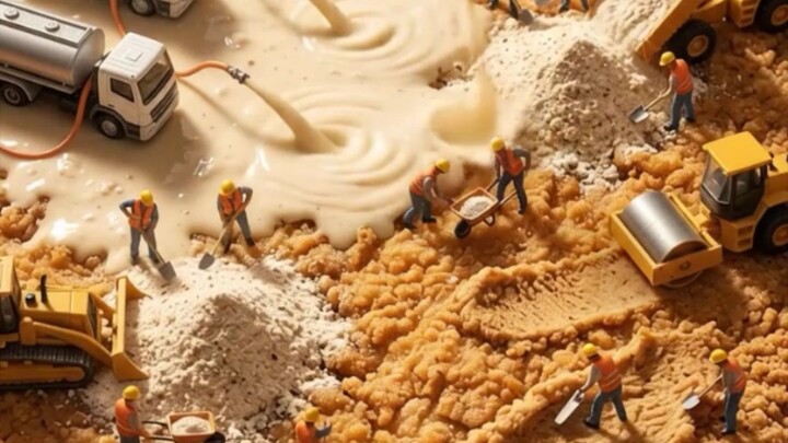 Micro Crew builds a Fried Steak #miniatureart #satisfyingvideo #viralvideo