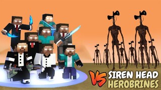 HEROBRINE STRONG BROTHERHOOD VS SIREN HEAD - MONSTER SCHOOL EPIC - MINECRAFT ANIMATION