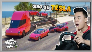 GTA 5 - Giao Dàn Siêu Xe Điện TESLA Tốc Độ Cực Nhanh Đến Showroom Xe Mới Mở