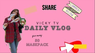 vickytv/DAILY VLOG/MÁY GIÚP NGỦ SAY/GIVE AWAY 50 MẶT NẠ HANOI-DABANG