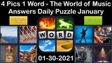4 Pics 1 Word - The World of Music - 30 January 2021 - Answer Daily Puzzle + Daily Bonus Puzzle