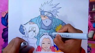 CARA MENGGAMBAR TIM  7 ||  NARUTO | SASUKE | SAKURA | KAKASHI