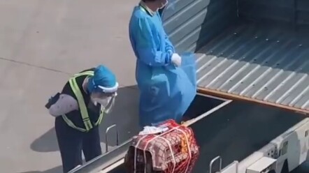 When a passenger checked in a cat, the lady on the side looked straight at him.