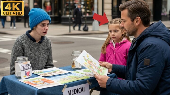 Poor girl sells artwork to fund her chemo,then a single dad walks by and did the unthinkable