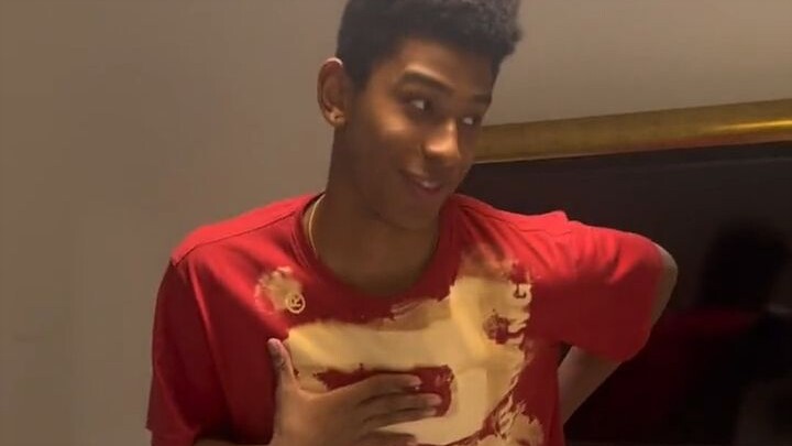 Dude's newly learned dance