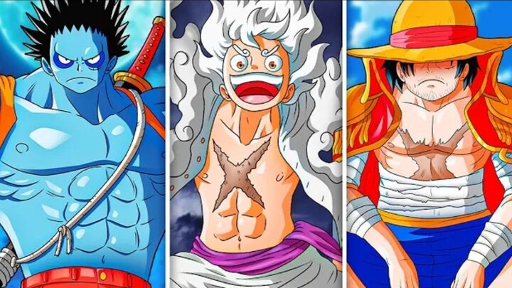 monkey D' Luffy's all forms (pirate king, sun god...)