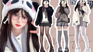 【زيّ JK】زيّ شتوي ناعم ولزج 🐼 مجموعة جوارب طويلة ꒦ິ^꒦ິ