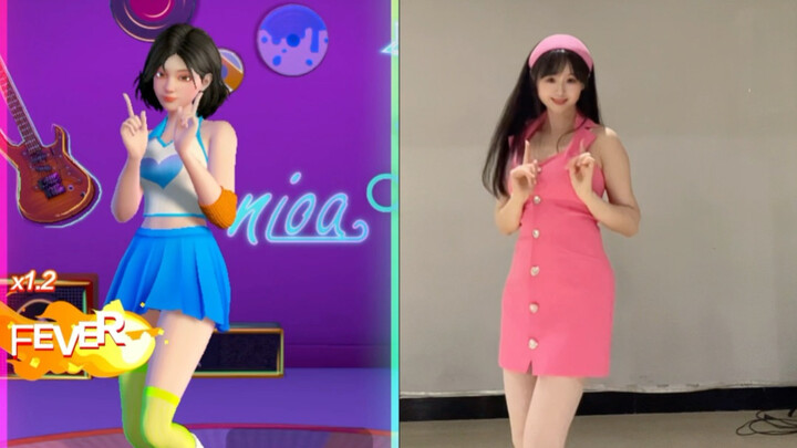 White-silk Barbie pink—dancing to “Nobody” at a Just Dance party is just too cute!