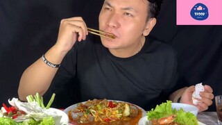 Mukbang tôm sốt thái siêu cay phần 8 #anngon