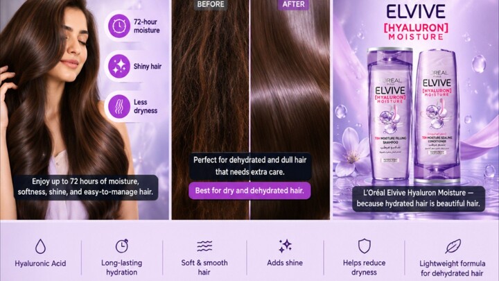 L’Oréal Elvive Hyaluron Moisture Shampoo & Conditioner Review 💜 | 72H Hydration for Dry Hair