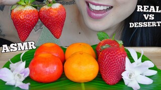 ASMR ผลไม้จริง VS. ของหวาน (ของปลอม) ผลไม้