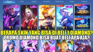 BERAPA SKIN YANG BISA KITA BELI 1 DIAMOND? DAN BISA BELI APA AJA PAKAI PROMO DIAMOND MOBILE LEGENDS