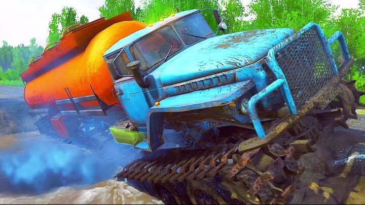 Most DANGEROUS Water Crossing! Heavy Truck Faces a Flooded Road!
