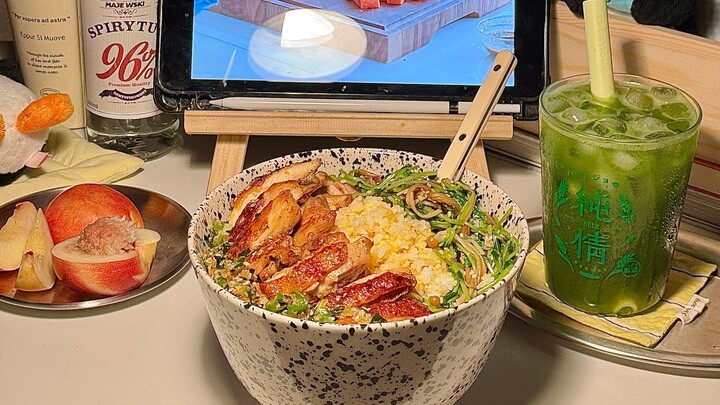 Makan Sendiri | Makan Bersih Memang Bisa Bikin Langsing! 🥣 Nasi Ayam Panggang Bawang Merah! Salad Sa