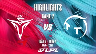 V5 vs TT | Highlights - Game 2 | Tuần 9 Ngày 1 | LPL Mùa Xuân 2022