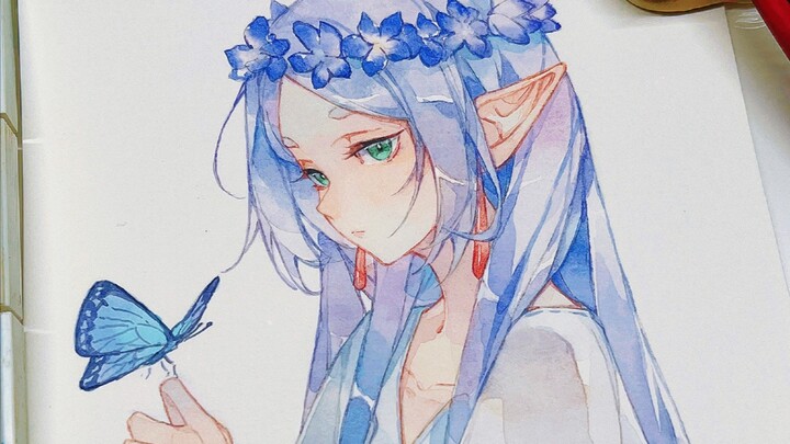 【Lukisan Tangan Cat Air】Gambarlah Fufu yang cantik dengan rambut panjang